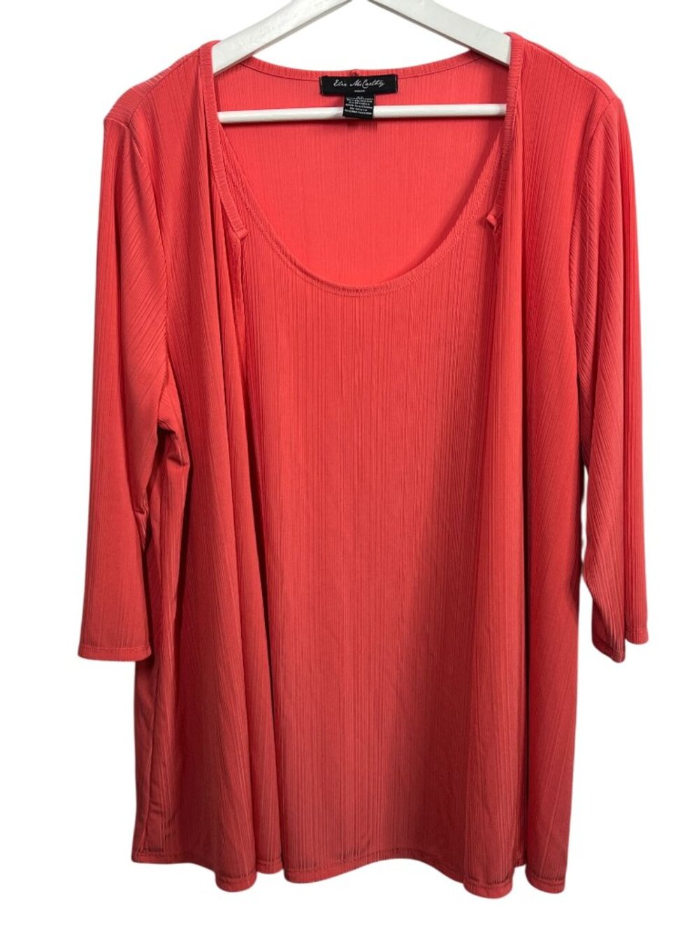 Elie McCarthy Womens Plus Size 3X Orange Stretch Tunic Blouse Top